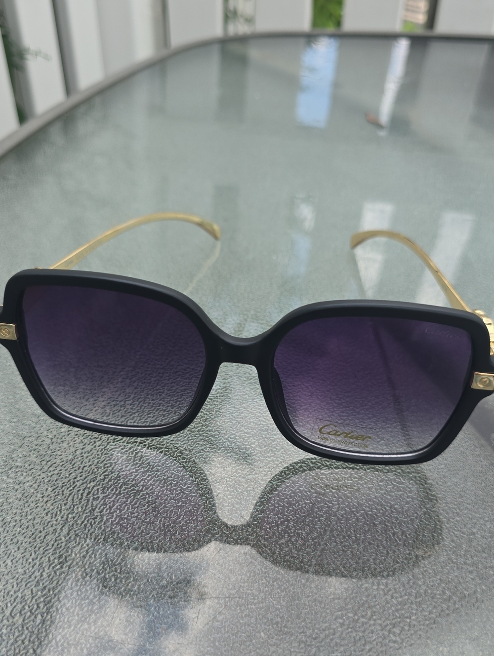 Black Frame Sunglasses with Purple Gradient Lenses